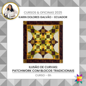 ILUSÃO DE CURVAS: PATCHWORK COM BLOCOS TRADICIONAIS – MANTA GALÁPAGOS